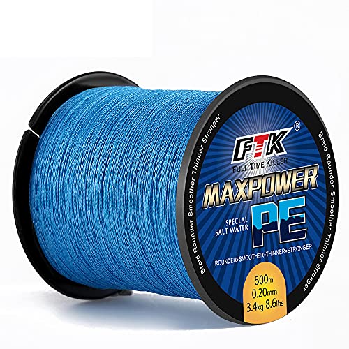 Fil de pêche tressé bleu 4 brins 500 m PE pour résister aux rochers sans casser en taille 5.0