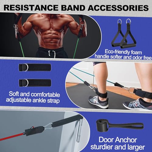 Resistance Bands,Exercise Bands,Resistance Bands for Working Out with Handles for Men and Women,Workout Bands with Door Anchor and Ankle,Strength Training Home Gym Equipment - Image 5