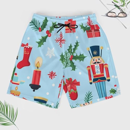 Christmas Decorations and Nutcrackers Beach Shorts for Men Swim Trunks Quick Dry Swim Shorts with Compression Liner Pocket3