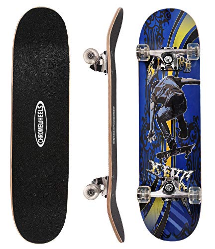 ChromeWheels 31 inch Skateboard Complete Longboard Double Kick Skate Board Cruiser 8 Layer