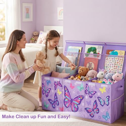 Image of Toy Box with Adjustable Divider Large Toy Chest Storage for Nursery Kidroom
