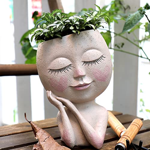 Meyas Blumentopf Gesicht Kopf Sukkulente Pflanze, Sukkulenten Übertöpfe, Kaktus Pflanzgefäß mit Ablaufloch, Gartendeko Geschenk für Innen und Draußen, Helle Farbe Meyas Blumentopf Gesicht Kopf Sukkulente Pflanze, Sukkulenten Übertöpfe, Kaktus Pflanzgefäß mit Ablaufloch, Gartendeko Geschenk für Innen und Draußen, Helle Farbe