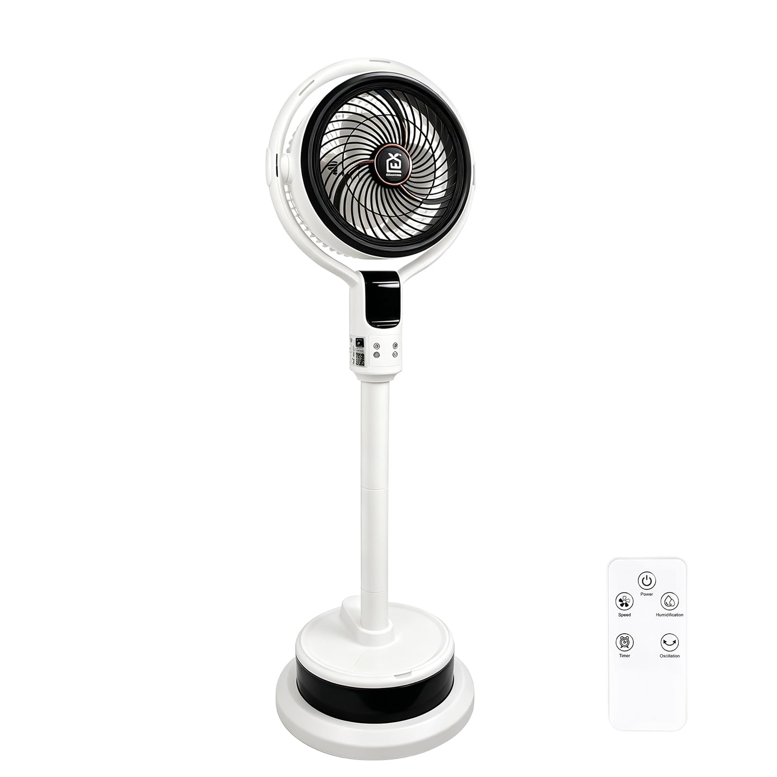 Ventiladores de Pie con Agua con Control Remoto , 1.6 L Watertank, 9H Ventilador de pie, 8 Velocidades , Temporizador y oscilación de 90° , Look ventilador para Hogar, Dormitorio, Oficina, Terraza