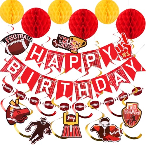 YEOCU Football Birthday Decor No DIY Happy Birthday Banner