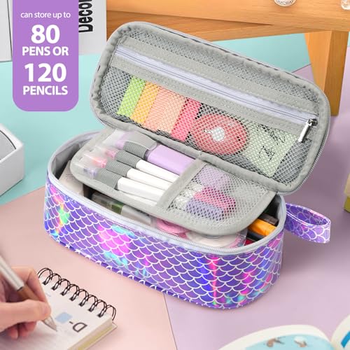Image of Jcocylse Large Capacity Pencil Case Portable Pencil Pouch Bag School Supplies for College Students Girls Boys Adults(Purple-C)