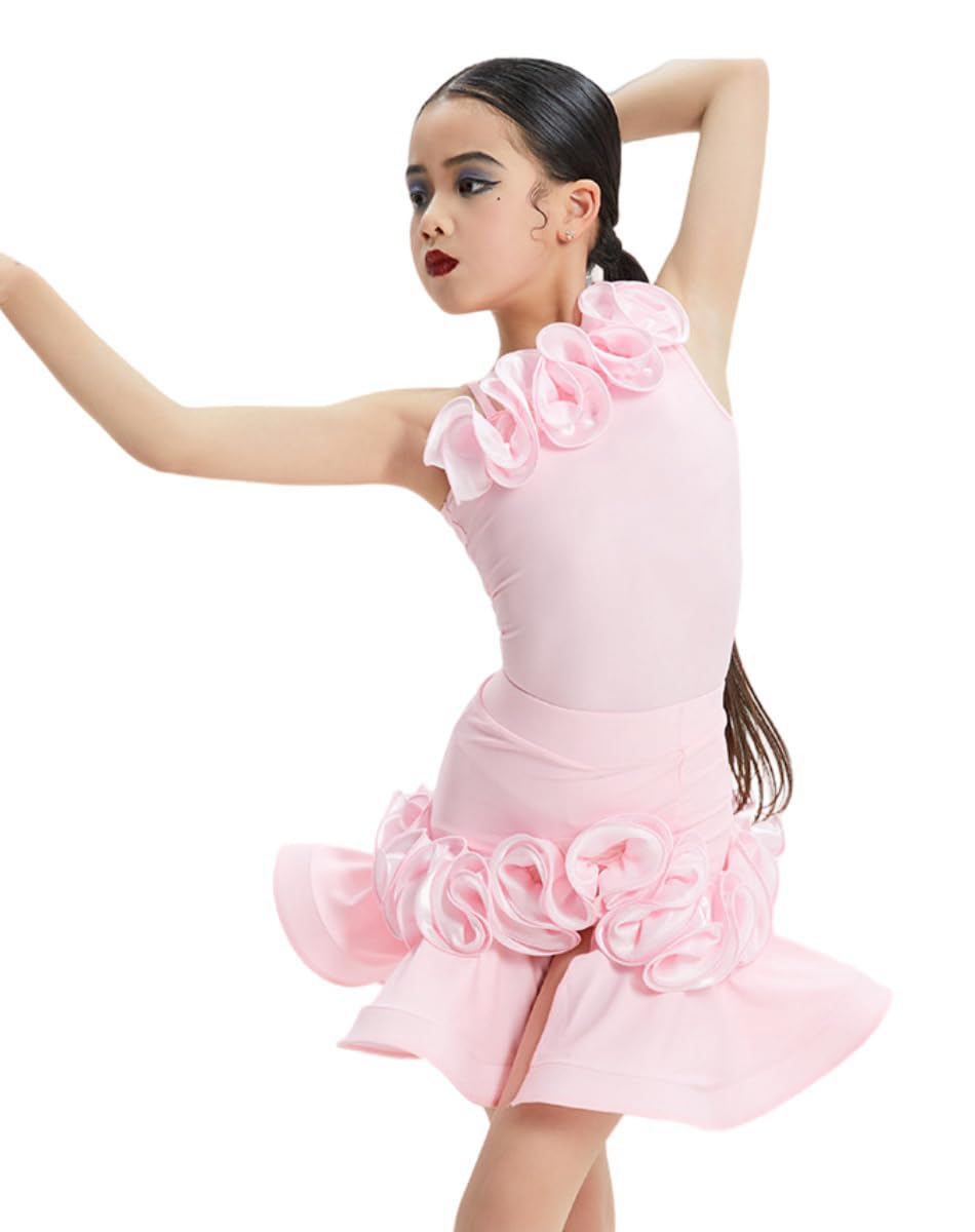 Masif Gonna da Ballo Latino per Ragazze, 2 Pezzi Abbigliamento da Ballo per Competizione gonne da Ballo per Bambini Salsa Tango per Uso Pratico di Danza Samba ChaCha