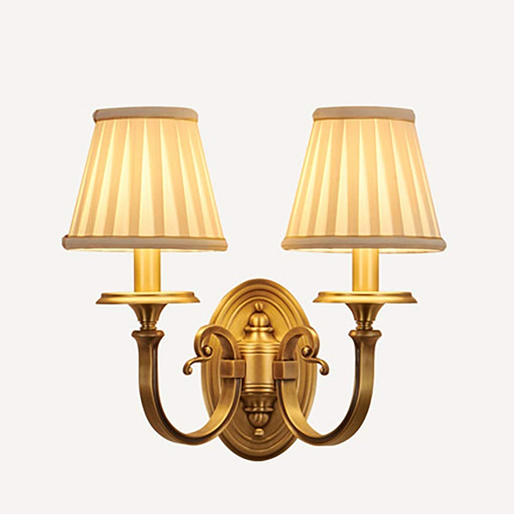 HynJGih Background wall lamp Balcony Lighting Indoor Double Head Bedside lamp Aisle Full Copper wall lamp(B (Double Head))