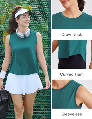 Image of MAGCOMSEN Workout Tank Tops Woman Summer Open Back Yoga Athletic Shirts Sleeveless Tie Back Loose Fit Gym Muscle Tank