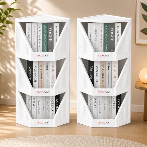 Image of DecoLogy Multipurpose Bookshelf Organiser Rack for Living Room, Kitchen, Bedroom, Office (Corner Cupboard, 6PCS)