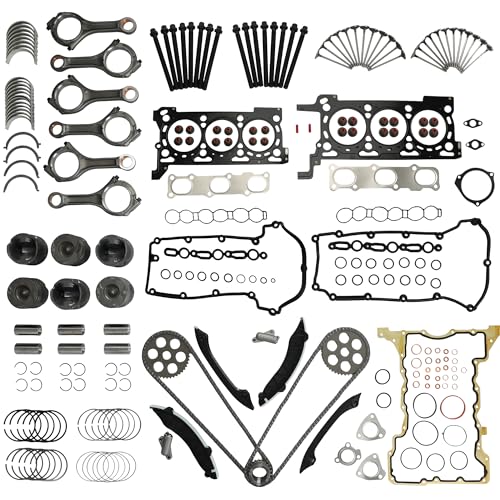 3.0 EXF Engine Overhaul Rebuild Kit w/Connecting Rods & Pistons Bearings Kit Full Gasket Set & Timing Chain Kit Fit For Jeep Grand Cherokee Ram 1500 3.0T V6 - Diesel 2014-2019 68147397AA 68147228AA