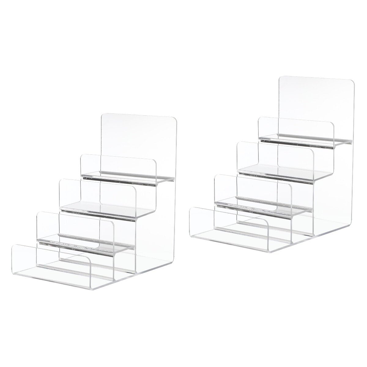 Display Stand Acrylic Perfume Organizer 2Pcs 4" Wide Clear Display Risers Shelf - 4 Tier Purse Shelves - Acrylic Rack for Cologne Retail Desktop Jewelry Glasses Collectibles Pop Figures