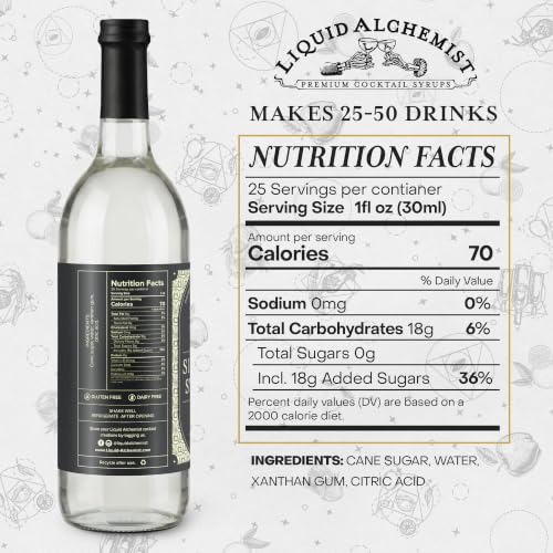 Image of Liquid Alchemist Simple Syrup for Cocktails - Real Ingredients Make our Simple Sugar Syrup the Perfect Old Fashioned Mix - Our Drink Mix is Non-GMO Gluten Free & Vegan (25.4 oz)