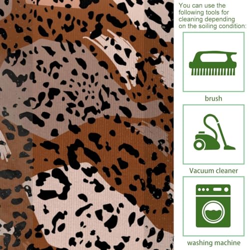 Tapetes de cocina lavables y absorbentes: pack de 2 alfombras pasilleras de leopardo 5