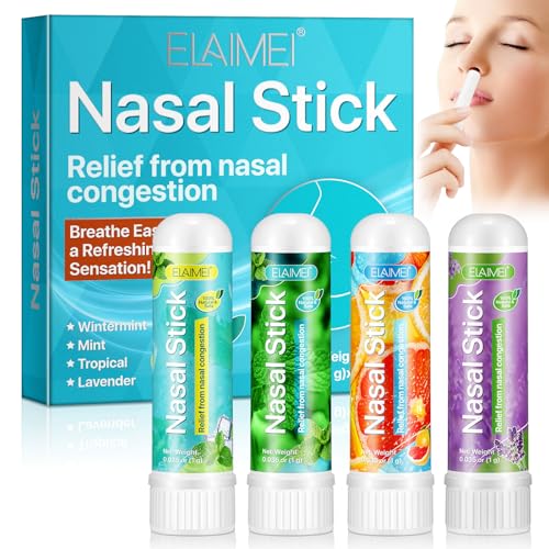 Lezehea 4 Stück Nasal Stick Riechstifte für ätherische öle Minze-Aromatherapie-Naseninhalator Bietet Frische Kühlung Sensation Verbessert die Atmung und Steigert Den Fokus
