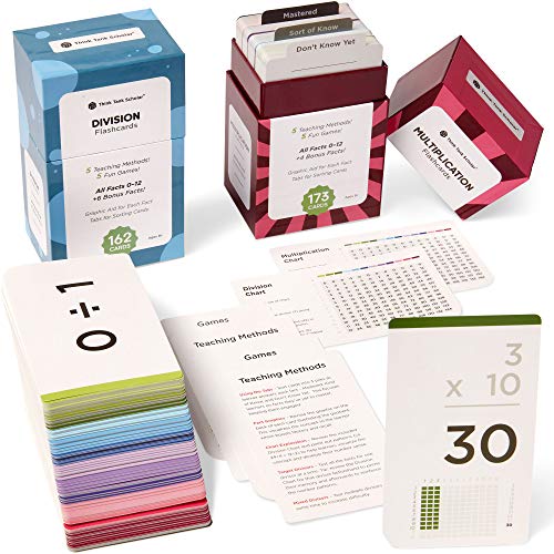 Think Tank Scholar 335 Multiplication & Division Flash Cards (Award Winning) All Facts 0-12 | Best for Kids in 3rd, 4th, 5th, 6th Grade & Homeschool | Learn Math Manipulatives | Games & Charts