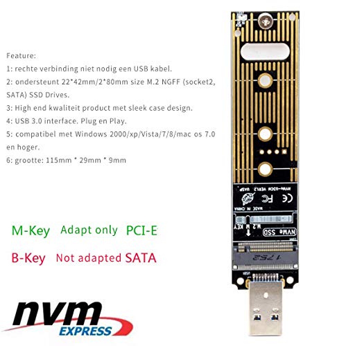 Adaptador externo M.2 NVME a USB 3.1 con carcasa miniatura 7