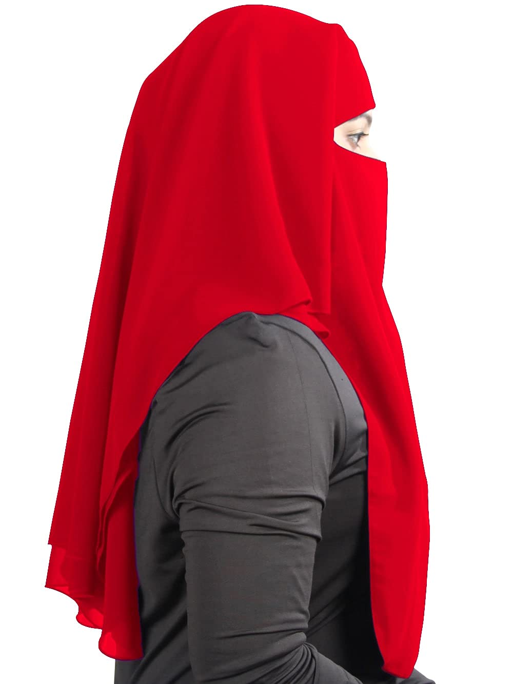 MyBatua 3 strati saudita niqab in georgette traspirante, prezzo all'ingrosso, 1 pezzo faccia velo NQ-003