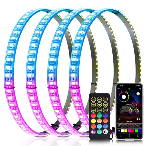 Image of 4PCS 15.5 inch Multi Color LED Wheel Ring Lights w /Dual Control for Trucks Cars