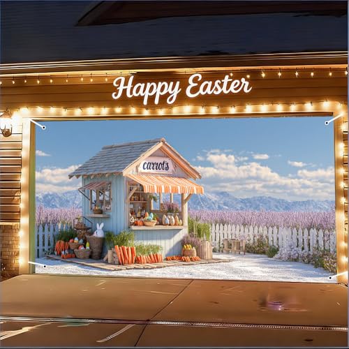 Image of Easter Garage Door Decorations 6 x 13 ft, Carrot Stand Cover