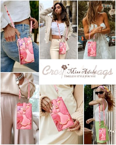 Image of Miss Adola Phone Purse Crossbody Bags for Women - Leather Small Cell Phone Wallet RFID Blocking with Card Slots & Adjustable Strap Cute Designer Aesthetic Cross Body Bags, PK Watercolor
