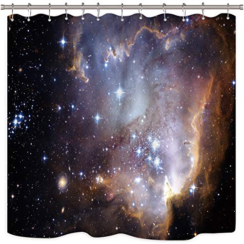 Riyidecor Galaxy Outer Space Nebula Shower Curtain Universe Planets Magical...