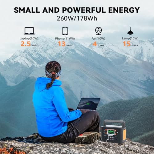 Image of HOWEASY Portable Power Station,260W(500W peak) Solar Generator with PD 65W,110V Pure Sine Wave AC Outlet, 48000mAh Backup Lithium Battery for Outdoor Camping Travel Home Emergency
