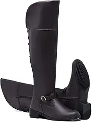 Bota Montaria Cano Longo com Amarração na Panturrilha em Couro Sintético