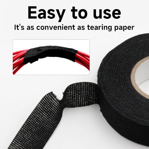 Image of High Temp Automotive Tape, Polyester Heat Cloth Wiring Harness Tape, Multipurpose Automotive Wiring Harness Tape for Car Wiring Harness Wrapping, 9mmx15m, Black