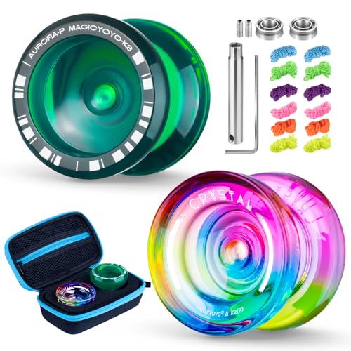 MAGICYOYO K3 + K2 Professional Yoyo Set - 2 Packs Responsive & Unresponsive Yoyos for Kids Beginners and Advanced, Pro Dual Yo-yos with 12 Strings,...