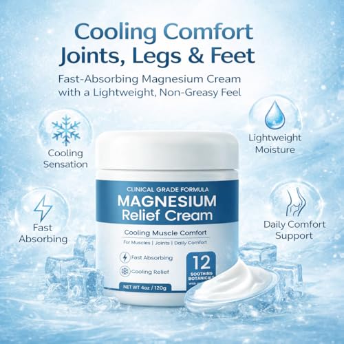 Image of Magnesium Niacinamide Relief Cream - Magnesium Cream for Joints, Leg, Foot, 12 Ingredients for Relief, Fast Acting Cooling Formula, Lightweight, Non-greasy (1)