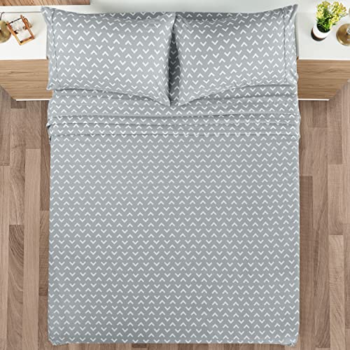 Image of Utopia Bedding Queen Sheet Set, Soft Microfiber 4 Piece Bed Sheets with 15 inch Deep Pocket - Easy Care Brushed Microfiber (Arrows - White)