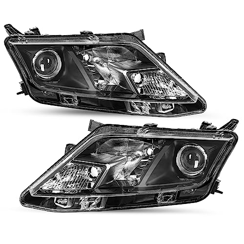 SOCKIR Projector Headlight Assembly Fit for 2010-2012 Ford Fusion OE Style Headlamp Replacement Passenger and Driver Side Black Housing with Clear Reflector