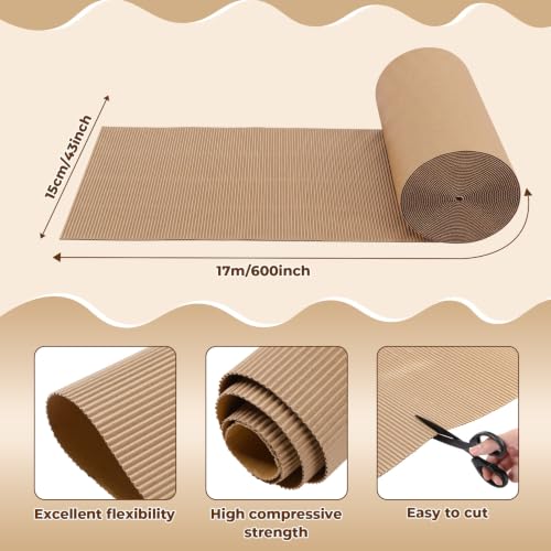 Image of MotiMind Corrugated Cardboard Roll, 17 x 600 Inch Single Face Cushioned