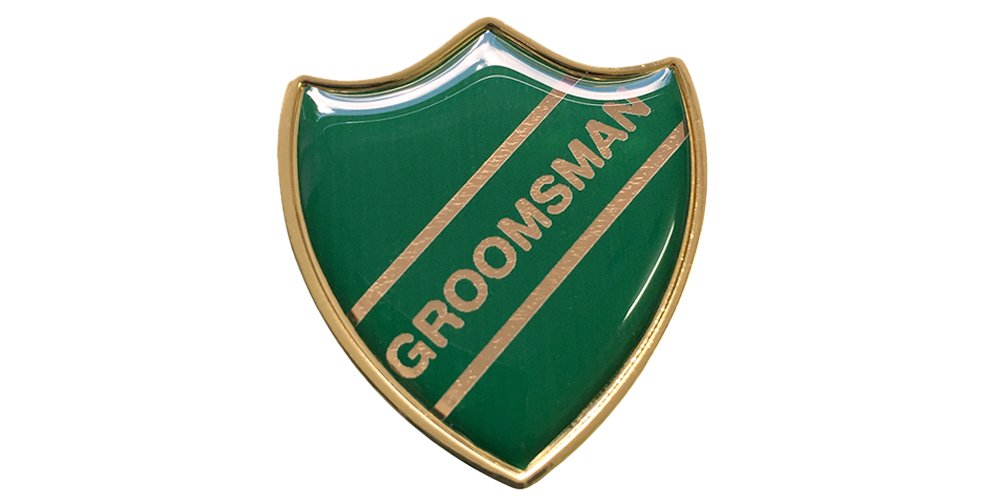 Capricornone Groomsman Gel Domed School Shield Wedding Badge
