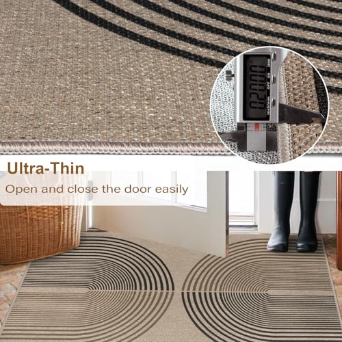 Rugalia Easy Jute Indoor Outdoor 5x7 Rug, Washable Modern Rainbow Rugs for Living Room, Non-Slip Boho Farmhouse Bedroom Rug Neutral Abstract Floor Carpet for Patio Dining Room Nursery - Image 4