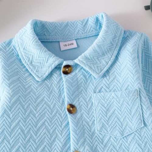 Toddler Boy Clothes Baby Outfits Fall Winter Long Sleeve Button Down Sweatshirt + Casual Pants 2pcs 18 Months - 5T4