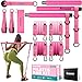 Pilates Bar Kit with Resistance Bands, Pilates Workout Equipment for Legs, Hip, Waist, Arm, Squats Exercise Equipment for Home Workouts, Adjustable 3-Section Pilates Bar Kit for Women & Men