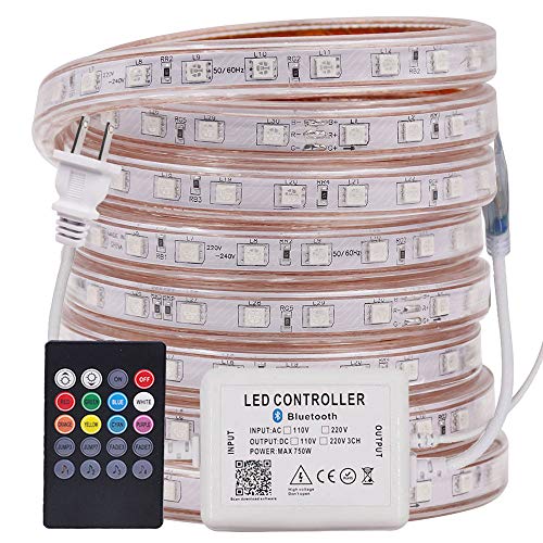 Product Deal Xunata LED Strip Lights, Bluetooth Control RGB 110-120V SMD 5050 60 LEDs/m Waterproof Rope Light Strip with 20Key IR Remote, Work with iOS & Android Music Time Control System(82ft/25m) Holiday Deals 🛒 Xunata LED Strip Lights, Bluetooth Control RGB 110-120V SMD 5050 60 LEDs/m Waterproof Rope Light Strip with 20Key IR Remote, Work with iOS & Android Music Time Control System(82ft/25m)