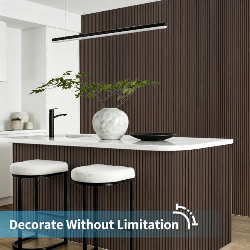 Image of Art3d Roll-Flat Beaded Wood Slat Wall Panel, 1-Pack, 94.5 x 23.6 in, Walnut