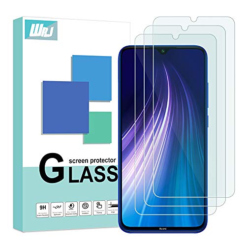 [2 Pack] WRJ Screen Protector for Xiaomi Redmi Note 7/ Note 7 Pro/Note 8 Screen Protector HD Anti-Scratch Anti-Fingerprint No-Bubble 9H Hardness Tempered Glass with Lifetime Replacement Warranty