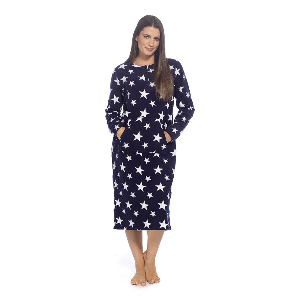 Undercover Women's Navy Star Polar Fleece Nightie Ln470 22-24