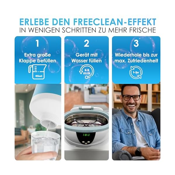 [NEU 2024] FreeClean - Bio Ultraschallreiniger Konzentrat [Extra Stark] - Reinigungsflüssigkeit für Ultraschallgeräte, Schmuck & Brillenreinigung - Made in DE – Bild 6