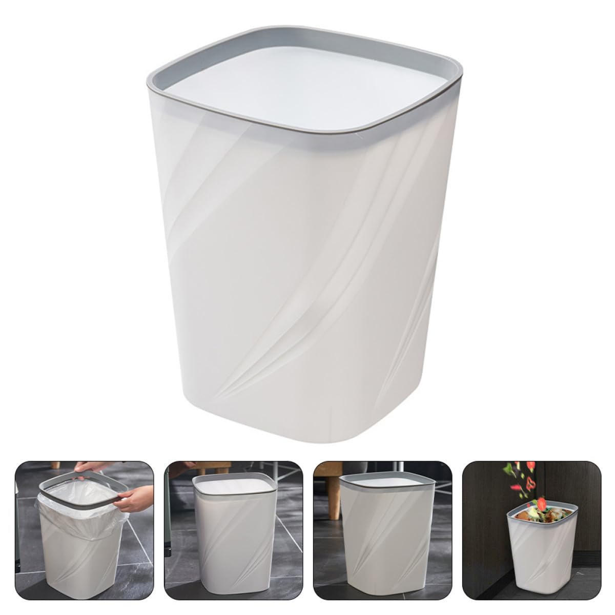 Cestino per Rifiuti da Ufficio Creativo in Plastica Abs 12l, Pattumiera Multiuso per Camera da Letto e Bagno, Contenitore per Carta e Rifiuti Domestici Design Semplice e Capacità