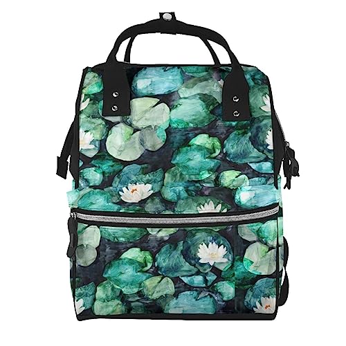 Sac à dos ordinateur portable avec grand compartiment et motif nénuphars