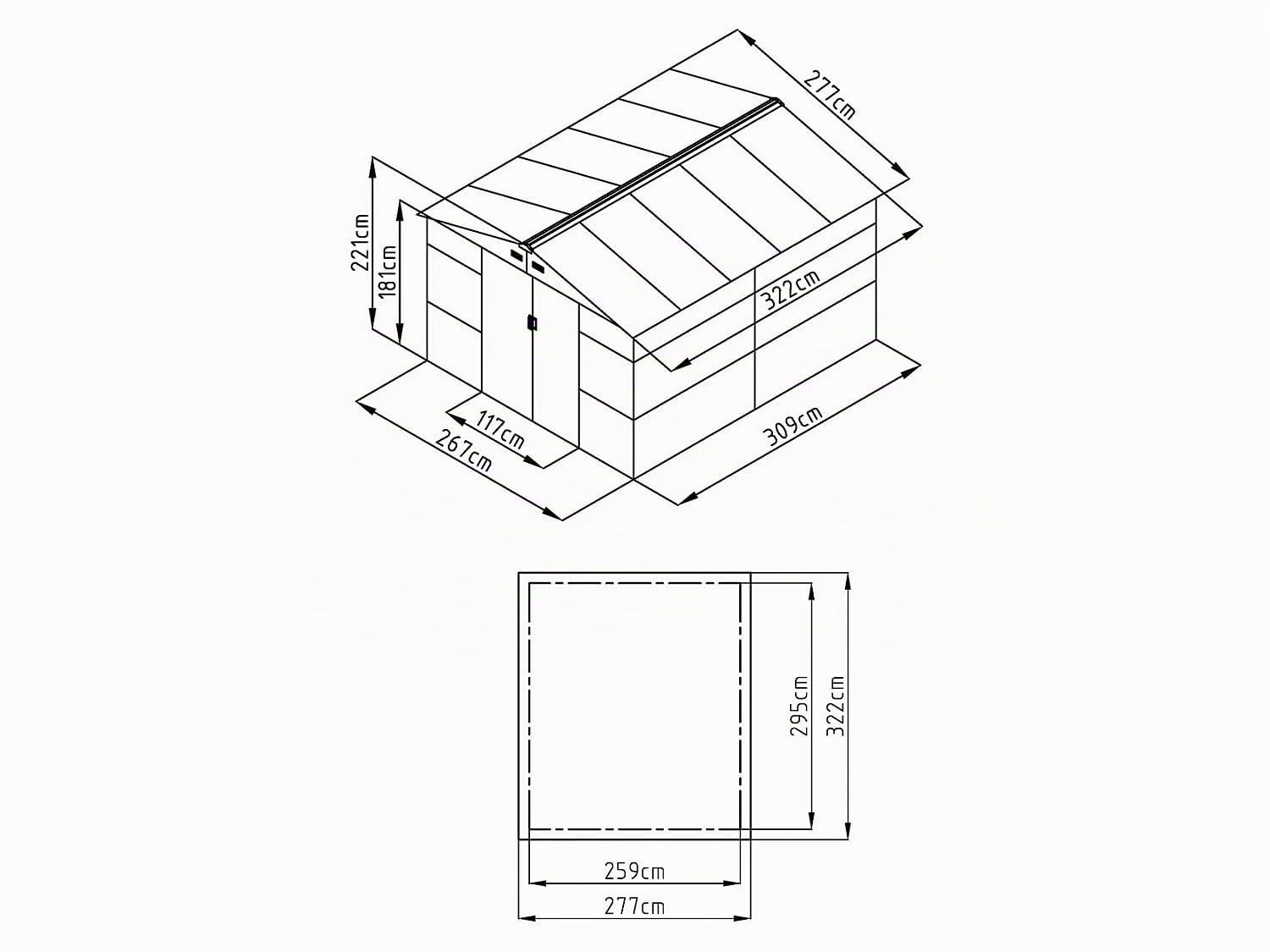 Vente-Unique-Caseta de jardín de Acero galvanizado Efecto Madera ADELMO - Gris - 8,94m²