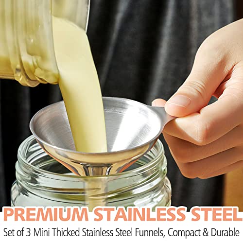 Anaeat Stainless Steel Mini Kitchen Funnel Set, 3 Pack Durable Metal Filling Funnels For Transferring Liquid, Dry Ingredients, Cosmetic Lotion, Fluid, Spices, Powder - Food-Grade & High Heat Resistant #TOP2