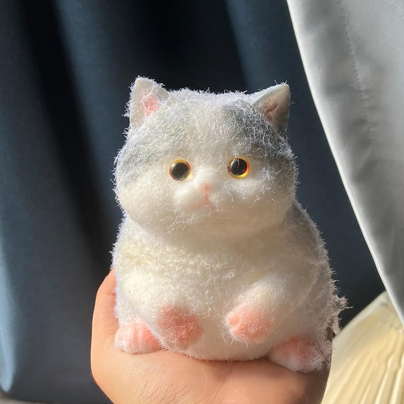 Medium Squishy Cat, Fluffy Sticky Soft Realistic Cat,Stress Relieving Cute Large Cat Toys for Family or Friend (Blue and White)