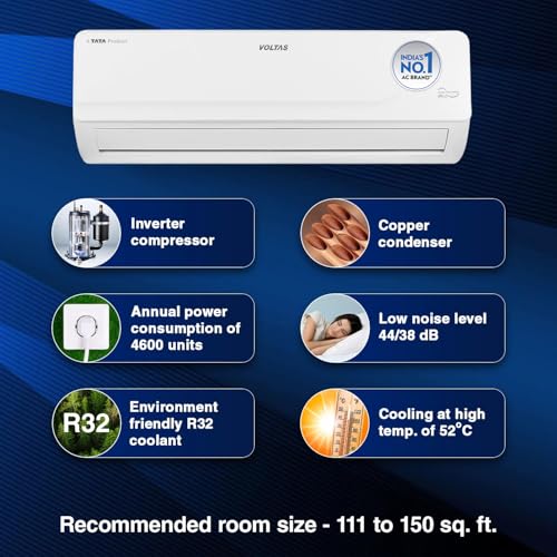 Image of Voltas 1.4 Ton 3 Star Inverter Split AC (Copper, Adjustable Cooling, Anti-dust Filter, 173V Vectra Platina, White)