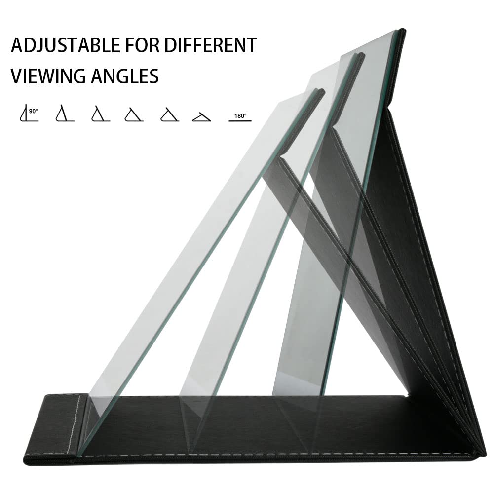 Klappbarer Reisespiegel Mit PU-Leder - HD Make-up Spiegel 21x15cm, Verstellbar Mit Pinzette