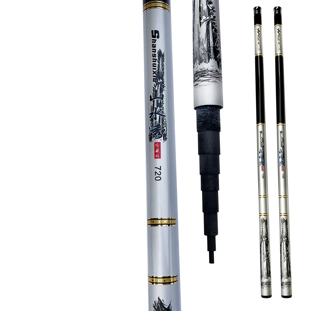 CañAs De Pescar Varilla de Carpa súper Dura Coda de Corriente telescópica Fina Mano de Obra 3.6-7.2m Sección Larga Ajustable caña de Pesca CañA De Pescar(7.2 m)